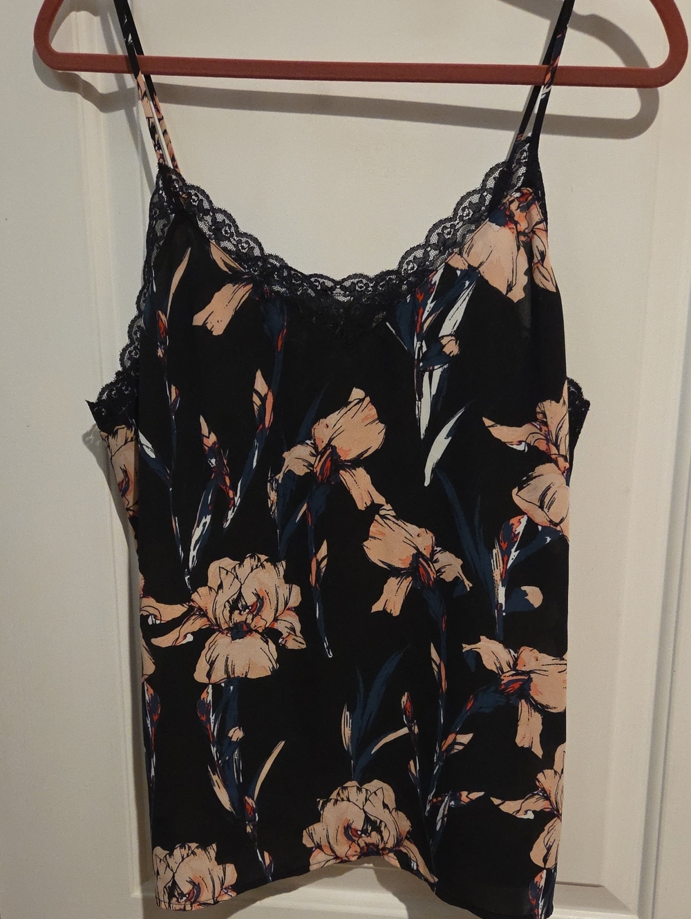 Halogen Black Floral Lace-Trim Cami